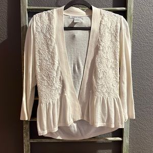 Cream knit Cardigan with Lace Detail